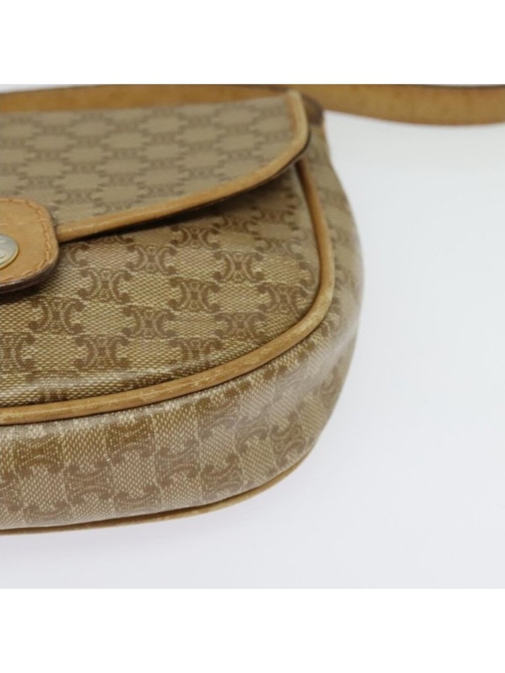 Authentic CELINE Macadam Canvas Shoulder Bag PVC Beige Gold - Picture 3 of 16